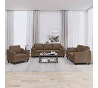 vidaXL Set di Divani 3 pz con Cuscini Marrone in Tessuto