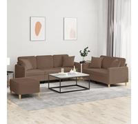 vidaXL Set di Divani 3 pz con Cuscini Marrone in Tessuto