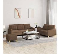 vidaXL Set di Divani 3 pz con Cuscini Marrone in Tessuto