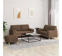 vidaXL Set di Divani 3 pz con Cuscini Marrone in Tessuto