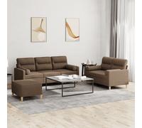 vidaXL Set di Divani 3 pz con Cuscini Marrone in Tessuto