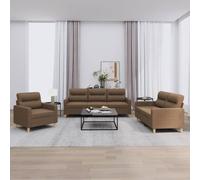 vidaXL Set di Divani 3 pz con Cuscini Marrone in Tessuto