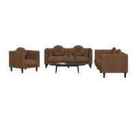 vidaXL Set di Divani 3 pz con Cuscini Marrone in Velluto