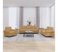 vidaXL Set di Divani 3 pz con Cuscini Marrone in Velluto