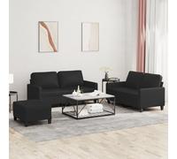 vidaXL Set di Divani 3 pz con Cuscini Nero in Similpelle