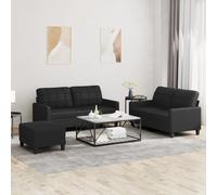 vidaXL Set di Divani 3 pz con Cuscini Nero in Similpelle