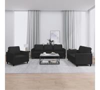 vidaXL Set di Divani 3 pz con Cuscini Nero in Similpelle