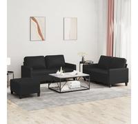 vidaXL Set di Divani 3 pz con Cuscini Nero in Similpelle