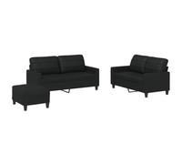 vidaXL Set di Divani 3 pz con Cuscini Nero in Similpelle