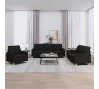 VidaXL Set di Divani 3 pz con Cuscini Nero in Tessuto