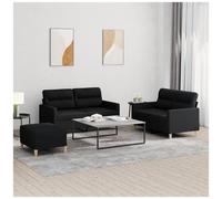 VIDAXL - Set Di Divani 3 Pz Con Cuscini Nero In Tessuto
