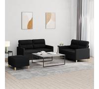 VIDAXL - Set Di Divani 3 Pz Con Cuscini Nero In Tessuto
