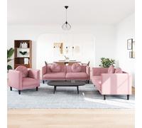vidaXL Set di Divani 3 pz con Cuscini Rosa in Velluto
