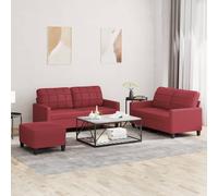 vidaXL Set di Divani 3 pz con Cuscini Rosso Vino in Similpelle