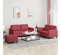vidaXL Set di Divani 3 pz con Cuscini Rosso Vino in Similpelle