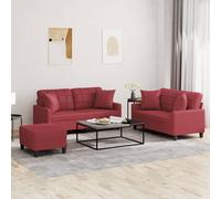 vidaXL Set di Divani 3 pz con Cuscini Rosso Vino in Similpelle