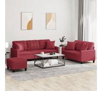 vidaXL Set di Divani 3 pz con Cuscini Rosso Vino in Similpelle