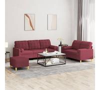 vidaXL Set di Divani 3 pz con Cuscini Rosso Vino in Tessuto