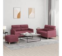 vidaXL Set di Divani 3 pz con Cuscini Rosso Vino in Tessuto