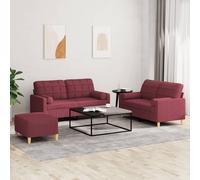 vidaXL Set di Divani 3 pz con Cuscini Rosso Vino in Tessuto