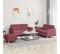vidaXL Set di Divani 3 pz con Cuscini Rosso Vino in Tessuto