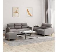 vidaXL Set di Divani 3 pz con Cuscini Tortora in Tessuto