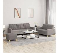 VIDAXL - Set Di Divani 3 Pz Con Cuscini Tortora In Tessuto