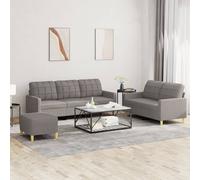 vidaXL Set di Divani 3 pz con Cuscini Tortora in Tessuto