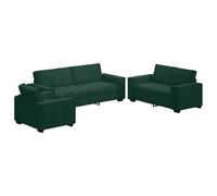 vidaXL Set di Divani 3 pz con Cuscini Verde scuro in Velluto, divano, divano seduta, divano relax, divano comfort, sedia tv