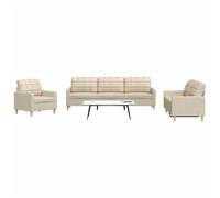 vidaXL Set di Divani 3 pz Crema in Tessuto