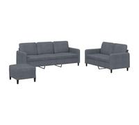 vidaXL Set di Divani 3 pz Grigio Scuro in Velluto