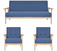 VIDAXL - Set Di Divani 3 Pz In Tessuto Blu