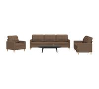vidaXL Set di Divani 3 pz Marrone in Tessuto