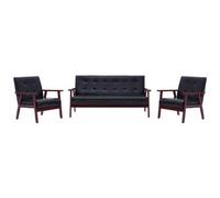 VIDAXL - Set Di Divani 3 Pz Nero In Similpelle
