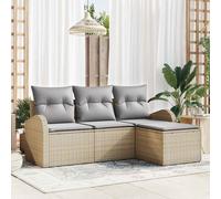 vidaXL Set di divani 4 pcs Beige e Grigio Chiaro polyrattan