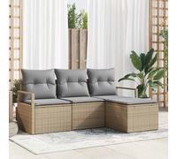 vidaXL Set di divani 4 pcs Beige e Grigio Chiaro polyrattan