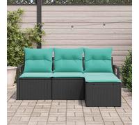 vidaXL Set di divani 4 pcs Nero polyrattan
