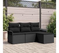 Set di divani 4 pz 4-Numero di posti Nero polyrattan