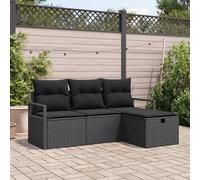 Set di divani con cuscino 4 pcs Nero polyrattan