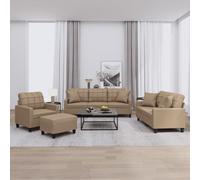 vidaXL Set di Divani 4 pz con Cuscini Cappuccino in Similpelle