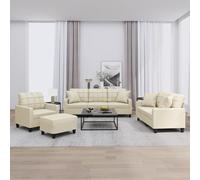 VidaXL Set di Divani 4 pz con Cuscini Crema in Similpelle