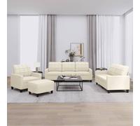 vidaXL Set di Divani 4 pz con Cuscini crema in Similpelle