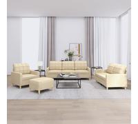 VidaXL Set di Divani 4 pz con Cuscini Crema in Tessuto