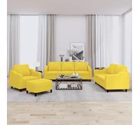 vidaXL Set di Divani 4 pz con Cuscini Giallo Chiaro in Tessuto