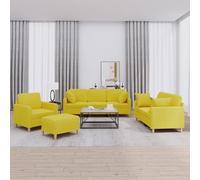 vidaXL Set di Divani 4 pz con Cuscini Giallo Chiaro in Tessuto