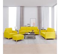vidaXL Set di Divani 4 pz con Cuscini Giallo Chiaro in Tessuto