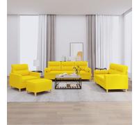 vidaXL Set di Divani 4 pz con Cuscini Giallo Chiaro in Tessuto