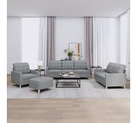 VidaXL Set di Divani 4 pz con Cuscini Grigio Chiaro in Tessuto