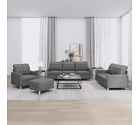 VidaXL Set di Divani 4 pz con Cuscini Grigio Scuro in Tessuto