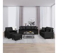 VIDAXL - Set Di Divani 4 Pz Con Cuscini Nero In Similpelle